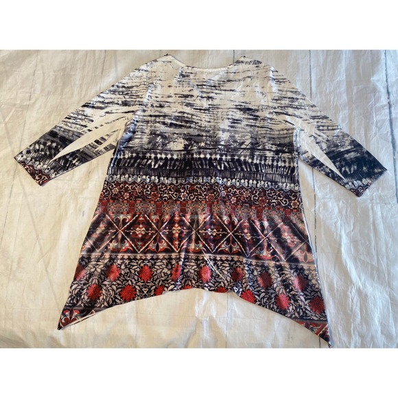 Energe Shirt‎ Women 1X Teal Tunic Top 3/4 Sleeves Crochet Beads - Picture 2 of 10